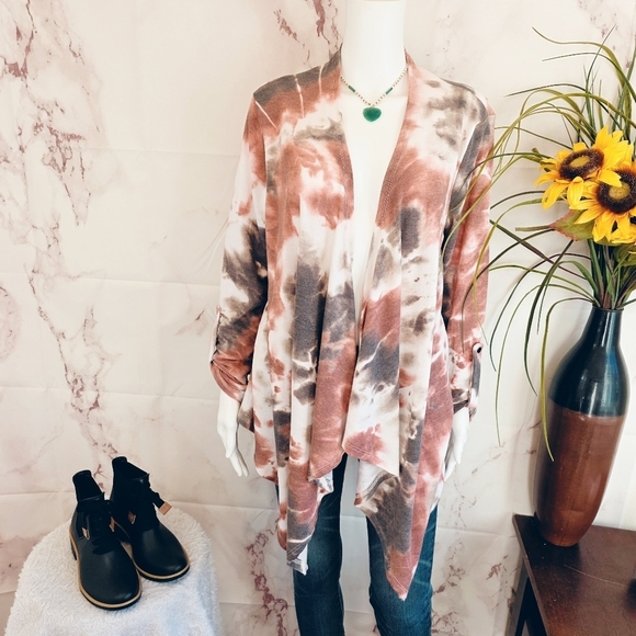 Mystree Sweaters - Mystree Women's Tie-Dye Open Front Cardigan